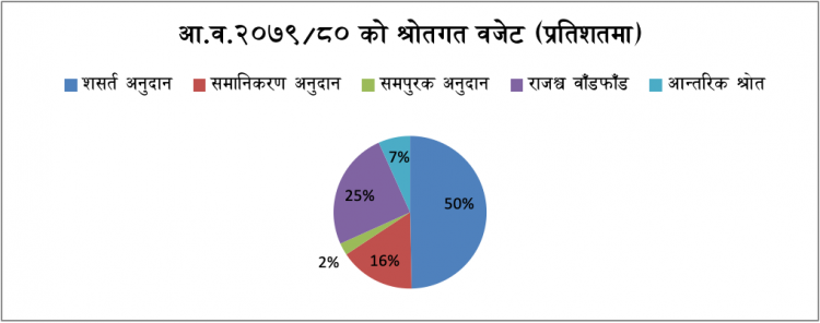 आ.व.२०७९/८० को श्रोतगत वजेट (प्रतिशतमा)